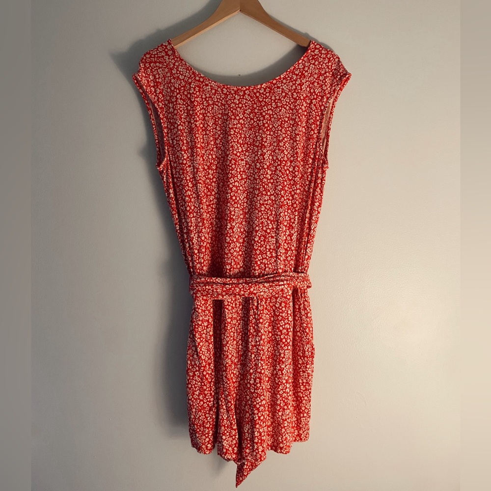 Loft Red Floral Romper